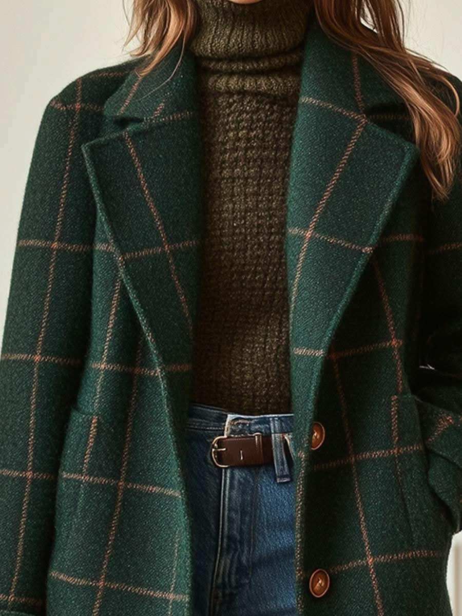 Abrigo elegante de cuadros Coralie