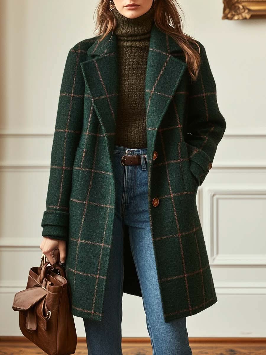 Abrigo elegante de cuadros Coralie
