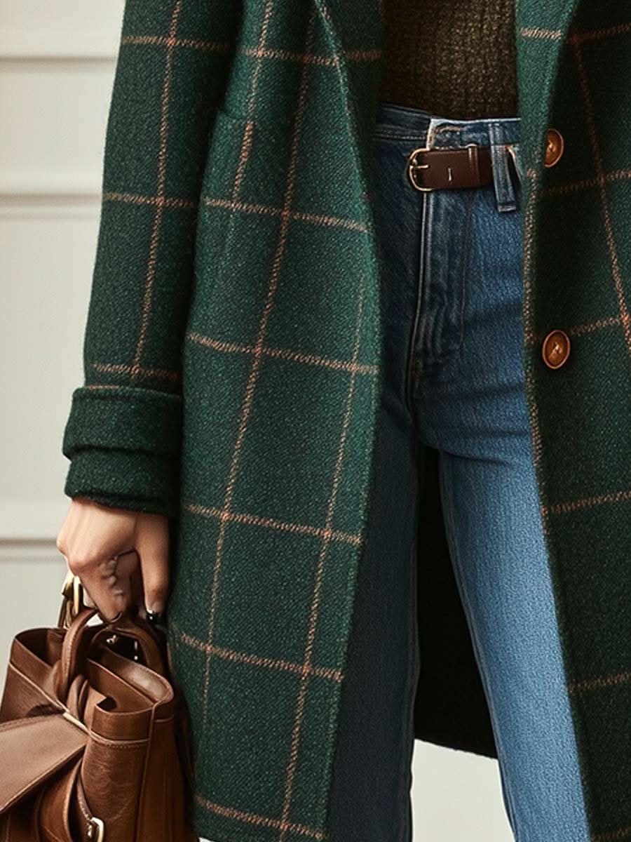 Abrigo elegante de cuadros Coralie