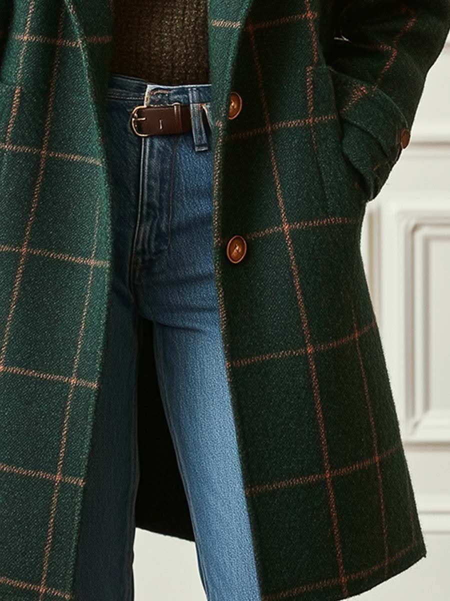 Abrigo elegante de cuadros Coralie